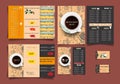 Vector restaurant brochure, menu design from booklets. Vector cafe template with hand drawn graphics. Food flyer with Royalty Free Stock Photo