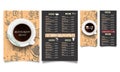 Vector restaurant brochure, menu design from four booklets. Vector cafe template with hand drawn graphics. Food flyer Royalty Free Stock Photo