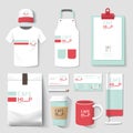 Vector restaurant cafe set flyer, menu, package, t-shirt, cap, uniform design Royalty Free Stock Photo