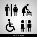 Vector restroom icons: lady, man, child and disability