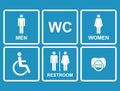 Vector restroom icons,men,women, lady, man, baby