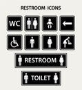 Restroom icons with men, women and baby`s Restroom icon set