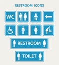 Restroom icons with men, women and baby`s Restroom icon set