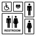 Vector restroom icons with men,women, lady, man