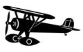 Vector retro biplane silhouettes set.vector illustrated propeller powered aircraft Royalty Free Stock Photo