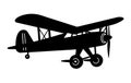 Vector retro biplane silhouettes set.vector illustrated propeller powered aircraft Royalty Free Stock Photo