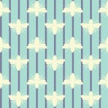 Vector Retro Bright Bees Shapes on Stripes seamless pattern background.