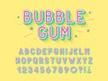 Vector retro Bubble gum bold font design