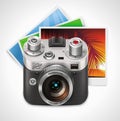 Vector retro camera and photos XXL icon Royalty Free Stock Photo