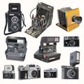 Vector retro cameras on soft light background Royalty Free Stock Photo