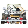 Vector Retro Car Spares Concept Royalty Free Stock Photo