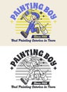 Retro Cartoon Character of Painter Worker