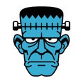 Vector Retro Cartoon Funny Frankenstein Head Isolated