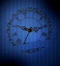 Vector retro clock on a blue striped background Royalty Free Stock Photo