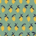 Vector retro colored lemon fruit illustration motif seamless repeat pattern