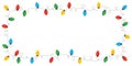 Vector Retro Colorful Holiday Christmas and New Year String Lights Isolated Rectangular Frame on White Background Royalty Free Stock Photo