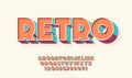 Vector retro 3d font 80s style modern typography