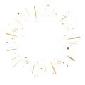 Vector retro firework frame with golden stars and abstract rays isolated on white background. Doodle vector illustration