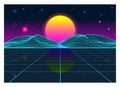 Vector Retro Futurism Old VHS Style Landscape Royalty Free Stock Photo