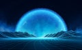 Vector retro futuristic background. Digital retro landscape in1980s style. Retro Sci-Fi Background