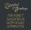 Vector retro graphical decorative font.