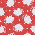 Vector Retro Gray Comics Roses on Red seamless pattern background.