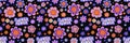 Vector retro groovy daisy psychedelic seamless pattern set. Cute hippy style daisy flowers with emotional faces. Cool bold retro