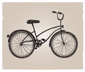 Vector retro hand drawn bicycle silhouette