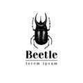 Vector retro hand drawn vector logo template with beetle, bug, dor, dorr, insect on a white background. Vintage Royalty Free Stock Photo