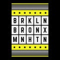 Vector retro illustration on the theme of Brooklyn. Urban. Modern. Stylized vintage grunge white typography, t-shirt