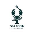 Vector Retro Logo Sea Animals Lobster,Seafood,Illustration Design Suitable for Sticker, Screen Printing, Banner, Restaurant Royalty Free Stock Photo