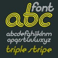 Vector retro lowercase English alphabet letters, abc collection. Cool disco cursive font, script from a to z can be used in poster