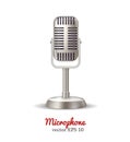 Vector retro microphone, karaoke radio broadcast Royalty Free Stock Photo