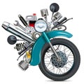 Vector Retro Motorcycle Wheel with Motorcycle Spares Royalty Free Stock Photo