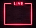 Vector Retro Neon Red Live Frame on Dark Background Royalty Free Stock Photo