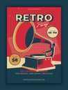 Vector Retro Party poster with Vintage Gramophone illustration Royalty Free Stock Photo