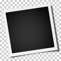 Vector retro realistic square photo frame placed on transparen background. Template photo mock-up Royalty Free Stock Photo