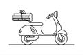 Vector retro scooter with a trunk; vintage stylish moped; scooter for delivery; isolated on a white background Royalty Free Stock Photo