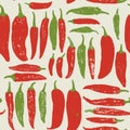 Retro Screen Print Chili or Pepper Seamless Surface Pattern for Products or Wrapping Paper Prints