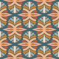 Vector Retro seamless pattern colorful nostalgic vintage repeat ornament background for textile, for textile, wallpaper.