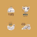 Vector retro set of farm fresh logotypes. Royalty Free Stock Photo