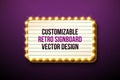 Vector Retro Signboard or Lightbox Illustration with Customizable Design on Dark Background. Light Banner or Vintage Royalty Free Stock Photo