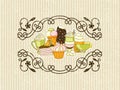 Vector retro style grunge food background