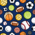 Vector sport balls seamless pattern or background Royalty Free Stock Photo