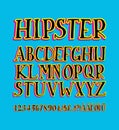 Vector of retro stylized bold font and alphabet