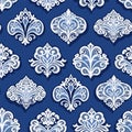 Retro Traditional Royal Blue Damask Seamless Surface Pattern for Products or Wrapping Paper Prints