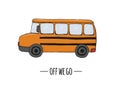 Vector retro transport icon. Vector illustration of school bus isolated on white background Royalty Free Stock Photo