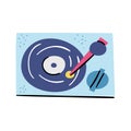 Vector retro turntable vinyl record player cartoon icon