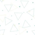 Vector Retro Turquoise Triangle Shapes on White seamless pattern background. Perfect for fabric, wallpaper and