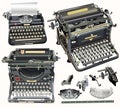 Vector retro typewriters on soft light background Royalty Free Stock Photo